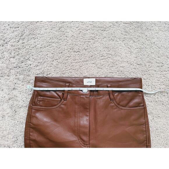 Wilfred Aritzia Melina Vegan Leather Flare Pant High Rise Cognac Brown 4 Luxury - Picture 9 of 10